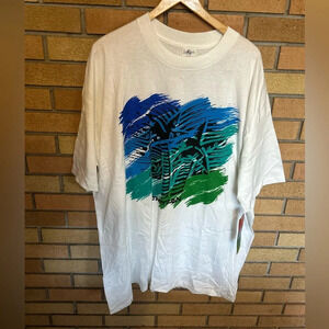 NWT Vintage 90s Jantzen Single Stitch Lagoon T-shirt Made In USA Size 1X/2X